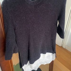 Alpaca blend sweater with under white shirt